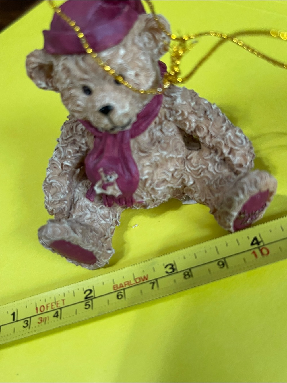 Vintage Harrods 1999 Textured Bear Ornament w/ Maroon Hat and Scarf - Picture 9 of 9
